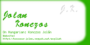 jolan konczos business card